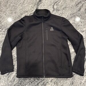 Gerry Full Zip Heavy Ribbed Waffle Knit Fleece Lined Men L Jacket Zip Pockets